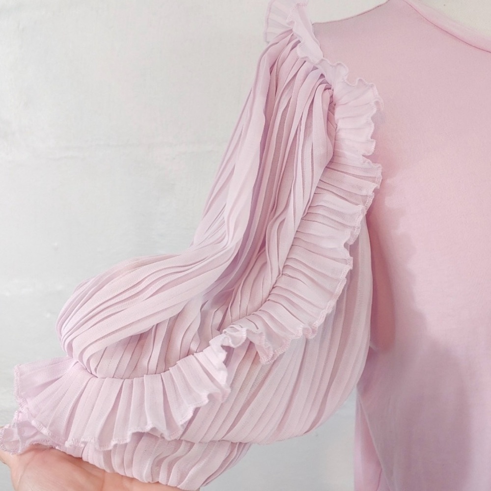 Express Light Pink Blouse with Ruffle Sleeves - Picture 6 of 8
